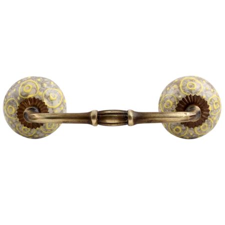 Mixed Circular Crackle Ceramic Bridge Handle